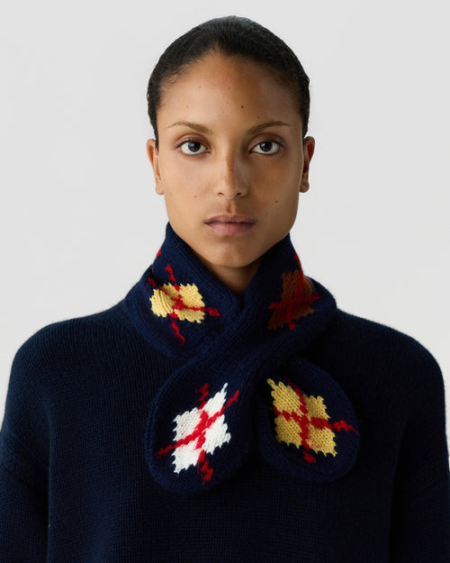 ARGYLE BOWTIE SCARF - MIDNIGHT