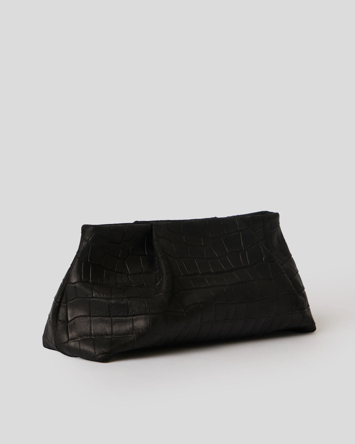 BRONTE CROC SUEDE CLUTCH - BLACK