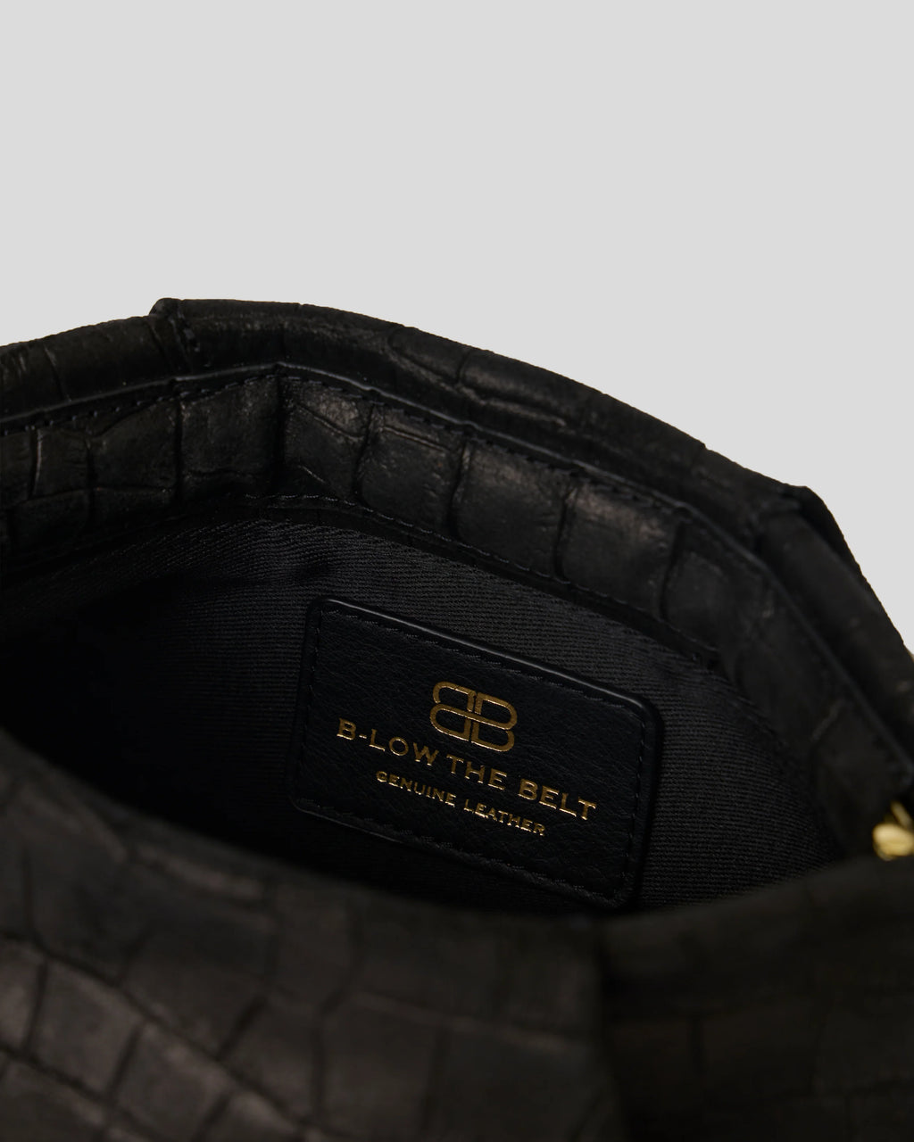 BRONTE CROC SUEDE CLUTCH - BLACK