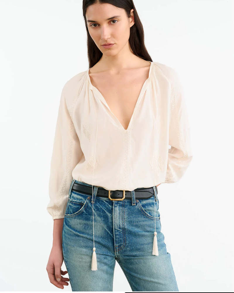 CRISTO SILK BLOUSE - IVORY