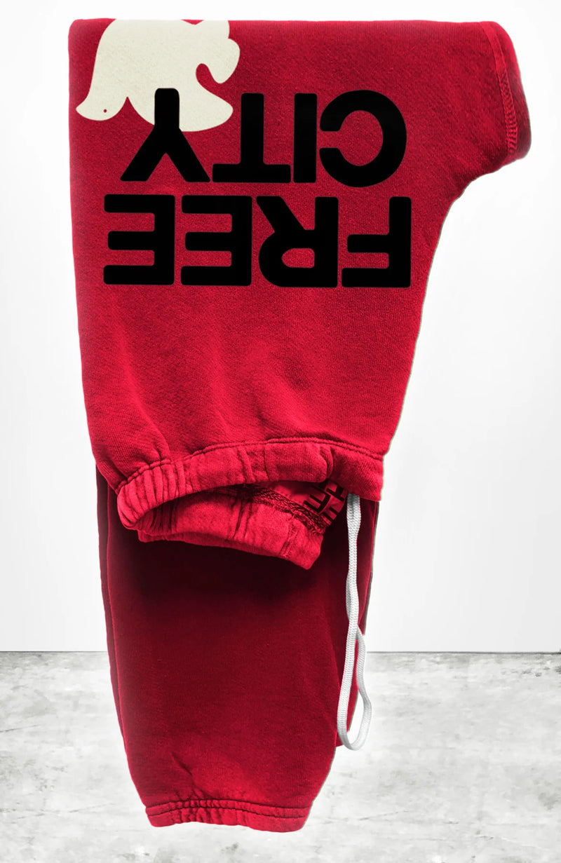 FREECITY LARGE  SWEATPANT - ARTYARD RED CREAM