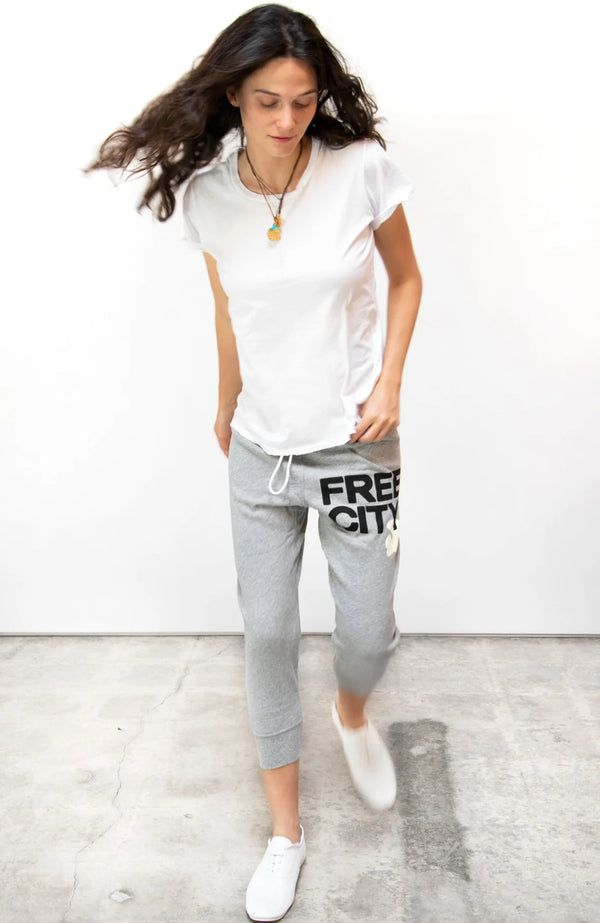 FREECITYLarge HEATHER 3/4sweats - HEATHER CREAM