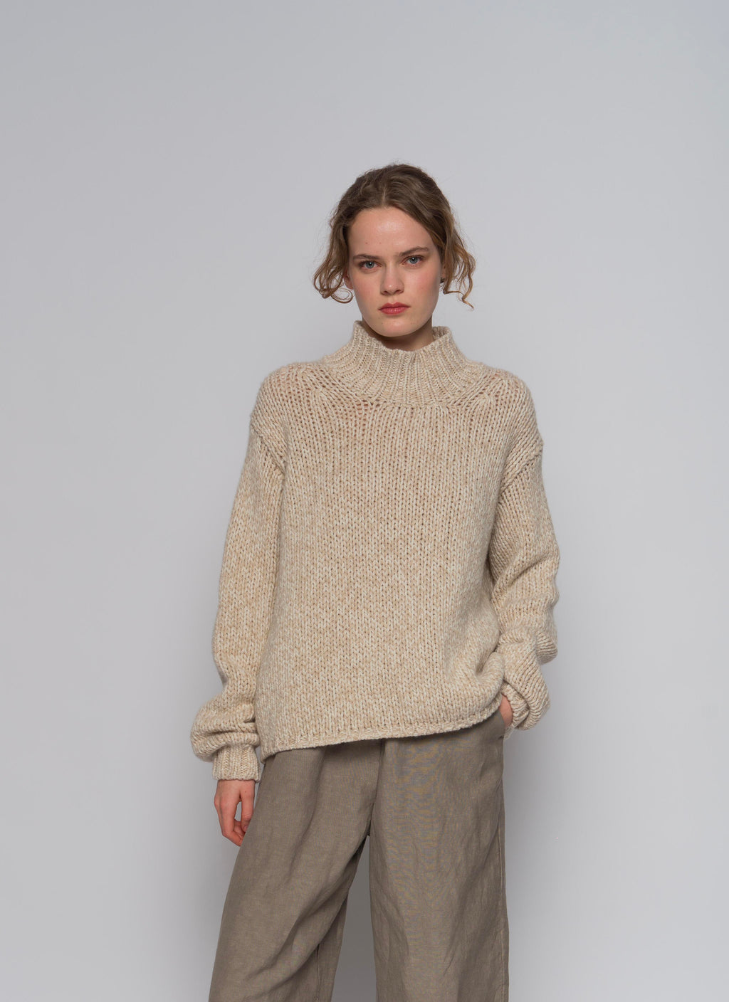 CHUNKY CASHMERE HIGH NECK PULLOVER