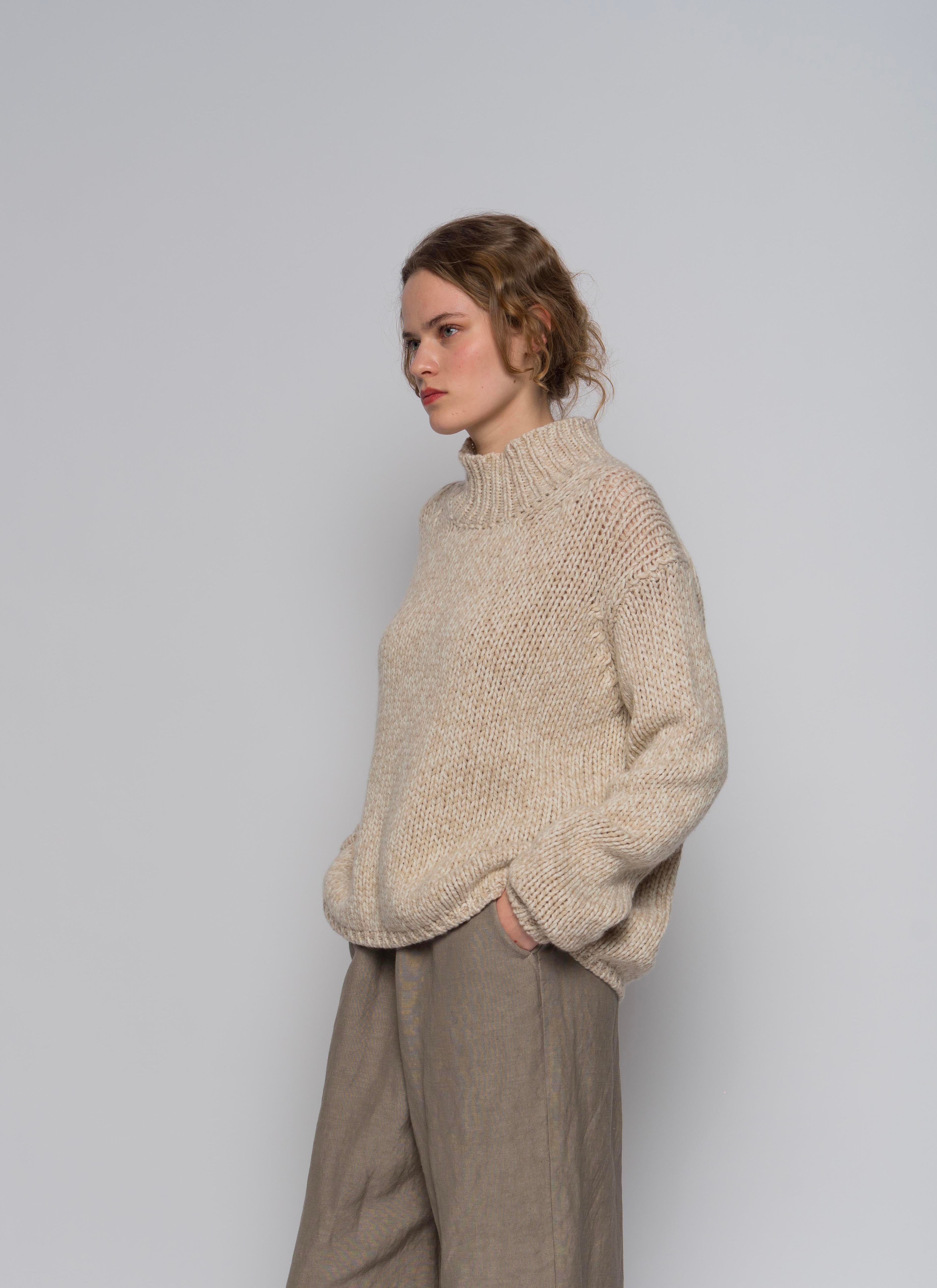 CHUNKY CASHMERE HIGH NECK PULLOVER
