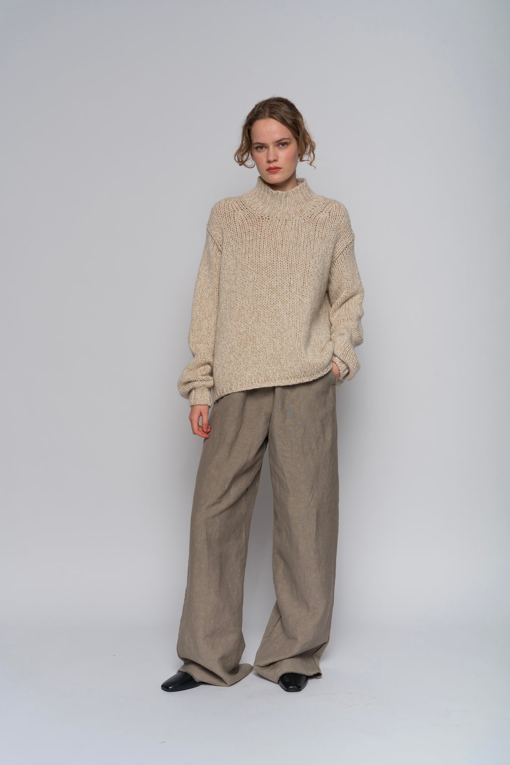 CHUNKY CASHMERE HIGH NECK PULLOVER