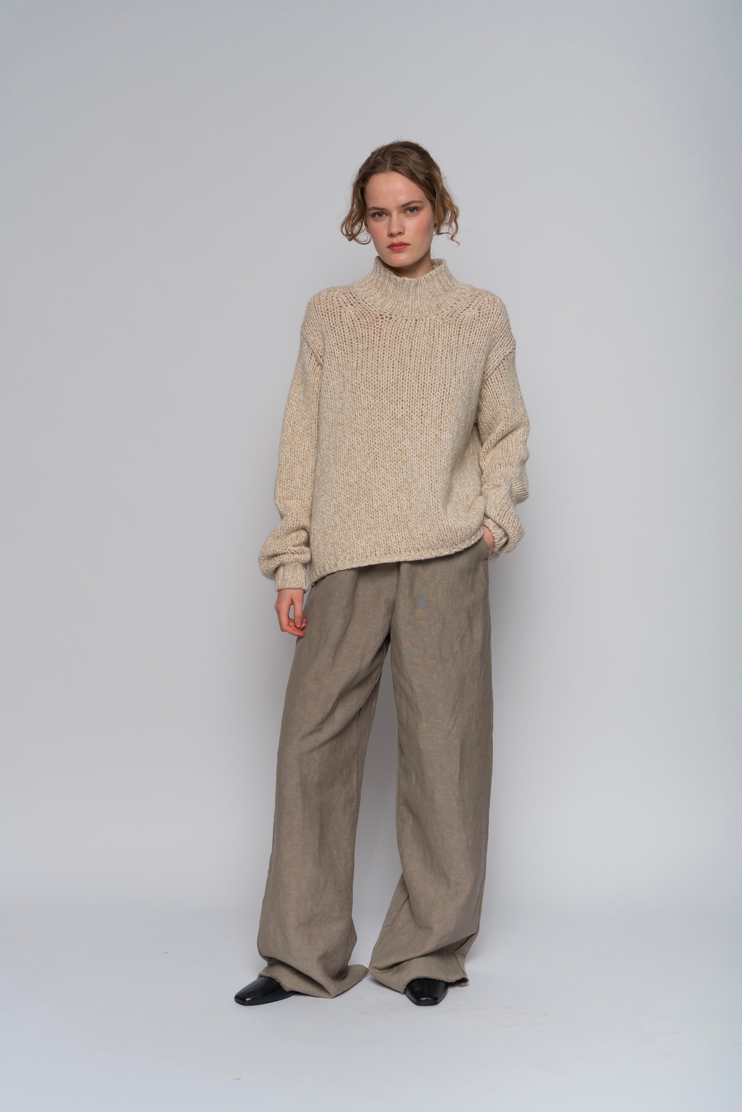 CHUNKY CASHMERE HIGH NECK PULLOVER