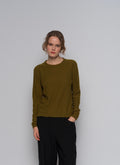 DISTRESSED CASHMERE SILK ROUND NECK PULLOVER
