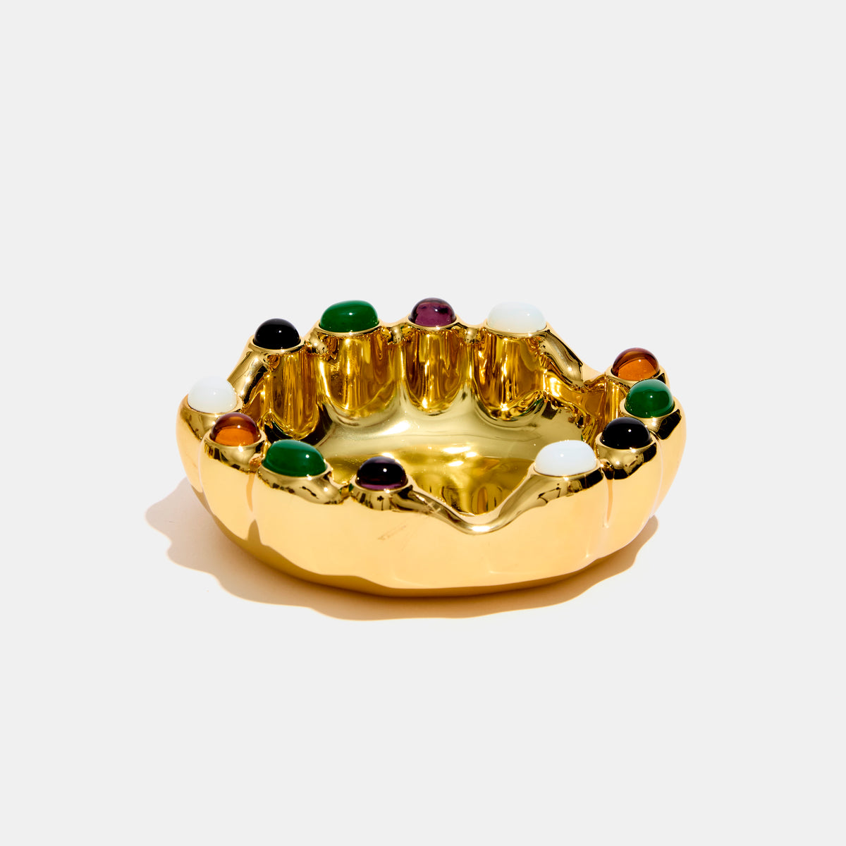 GEMSTONED ASHTRAY - GOLD MULTI-STONE