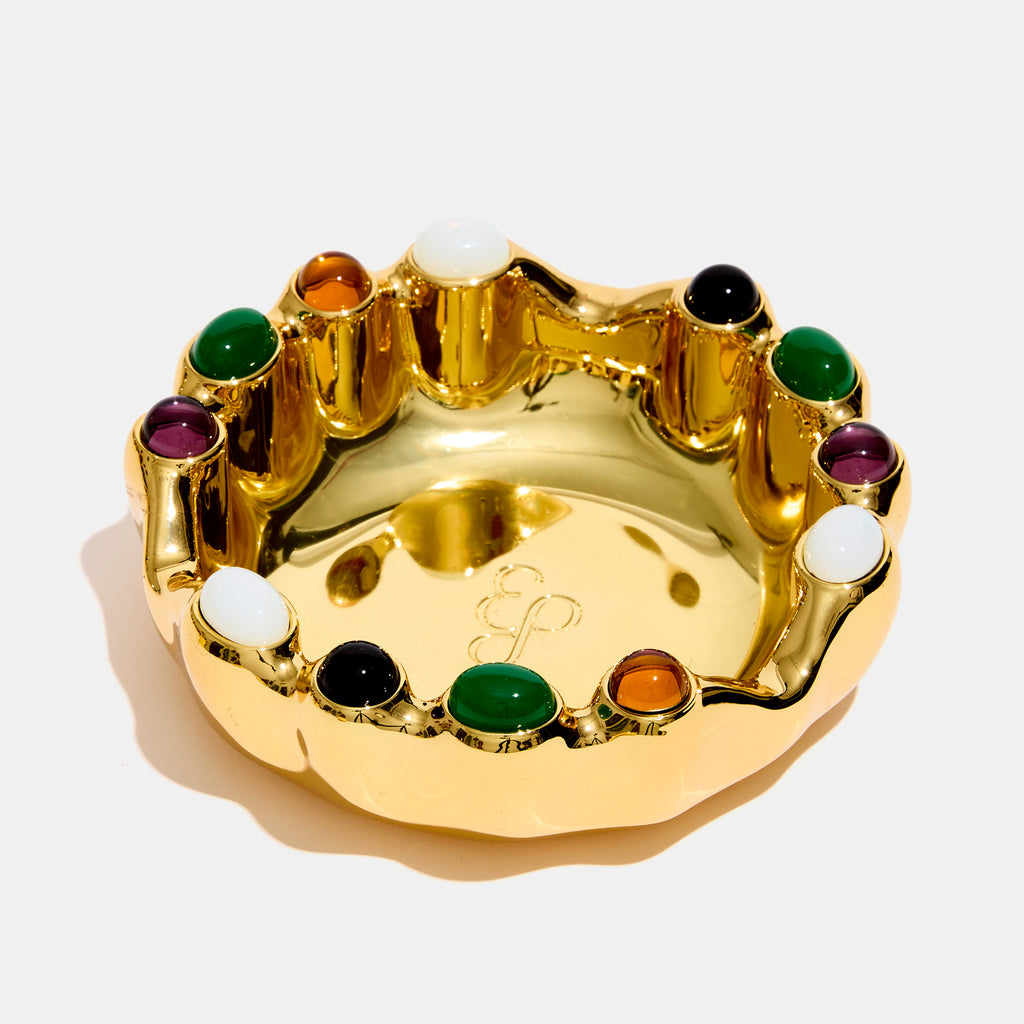 GEMSTONED ASHTRAY - GOLD MULTI-STONE