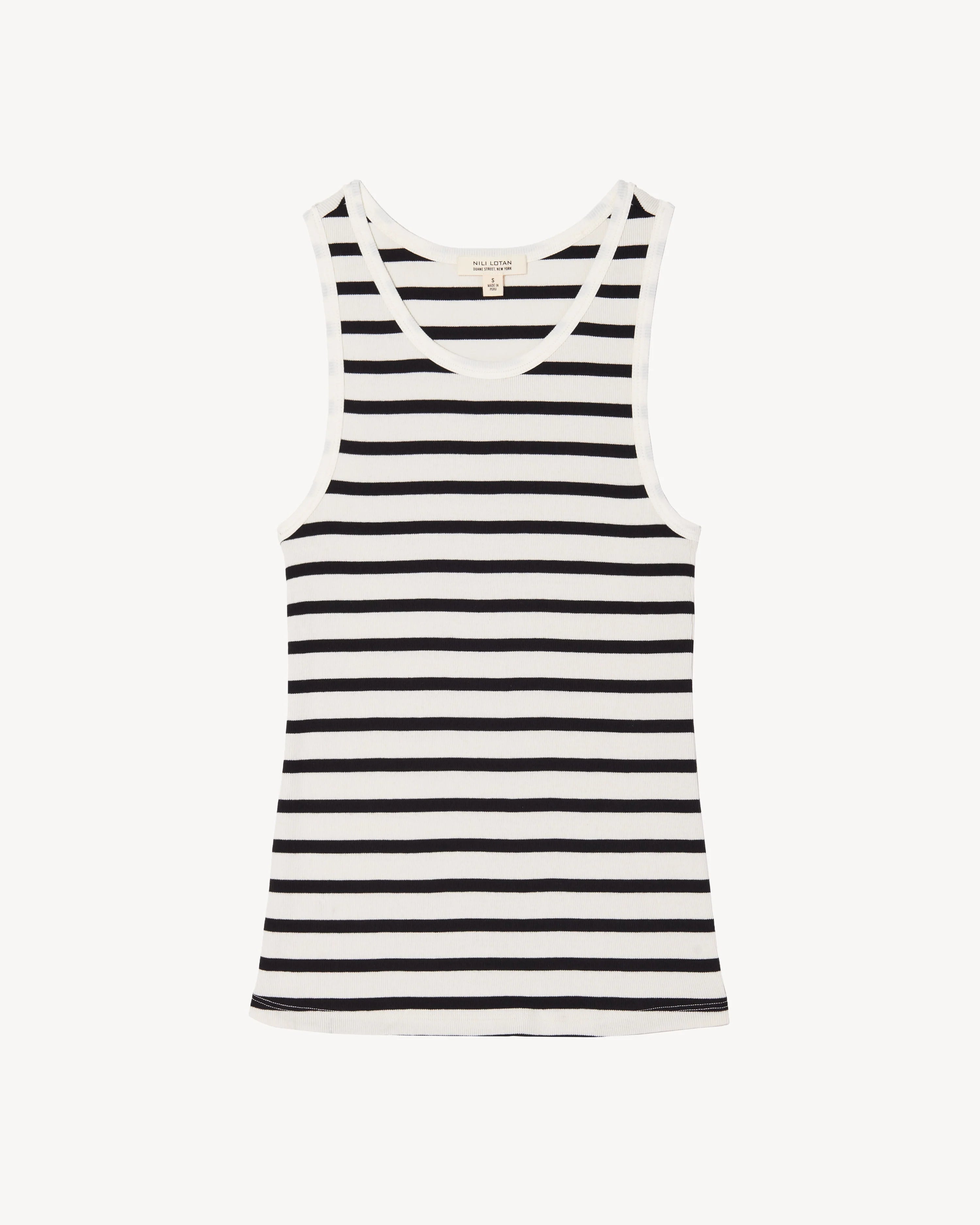 JENNIFER RIB TANK - IVORY/NAVY STRIPE