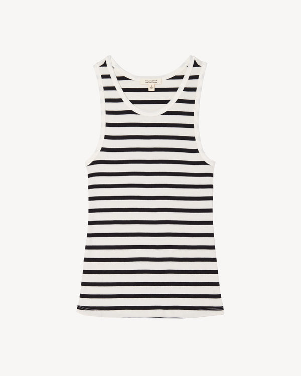 JENNIFER RIB TANK - IVORY/NAVY STRIPE