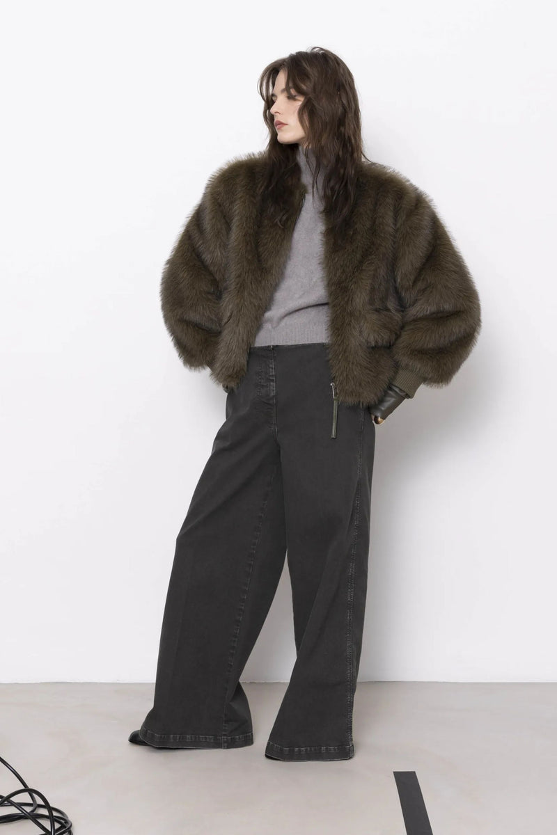 FAUX FUR BOMBER JACKET