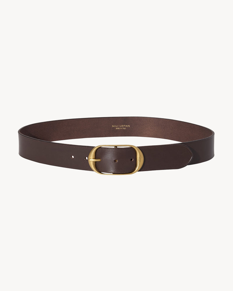 NILI BELT - DARK BROWN W/ANTIQUE BRASS BUCKLE