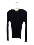 LONG SLEEVE RIB KNITTED V.NECK HENLEY STYLE