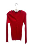 LONG SLEEVE RIB KNITTED V.NECK HENLEY STYLE