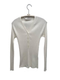 LONG SLEEVE RIB KNITTED V.NECK HENLEY STYLE