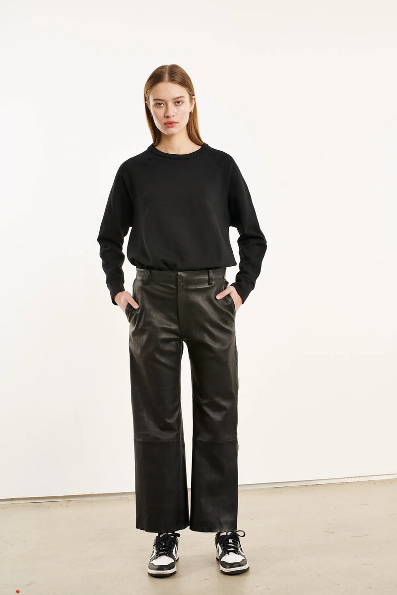 CROPPED BAGGY LOWRISE TROUSERS - BLACK