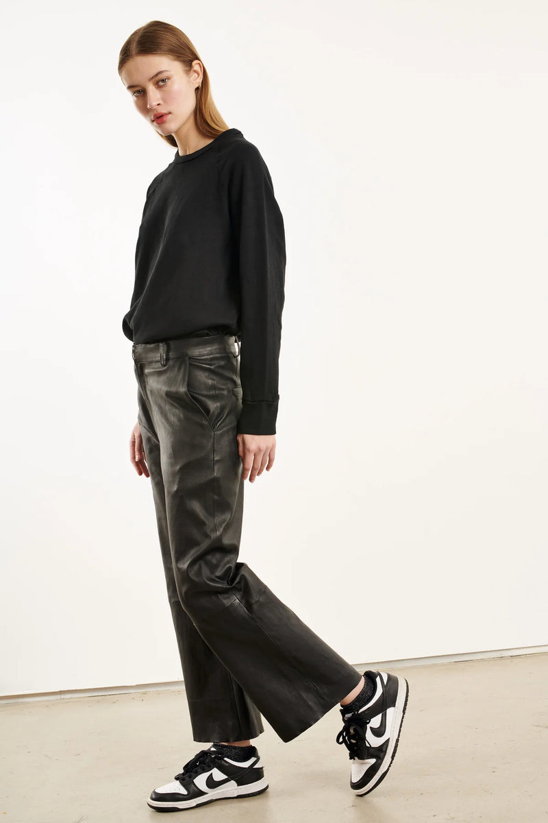 CROPPED BAGGY LOWRISE TROUSERS - BLACK