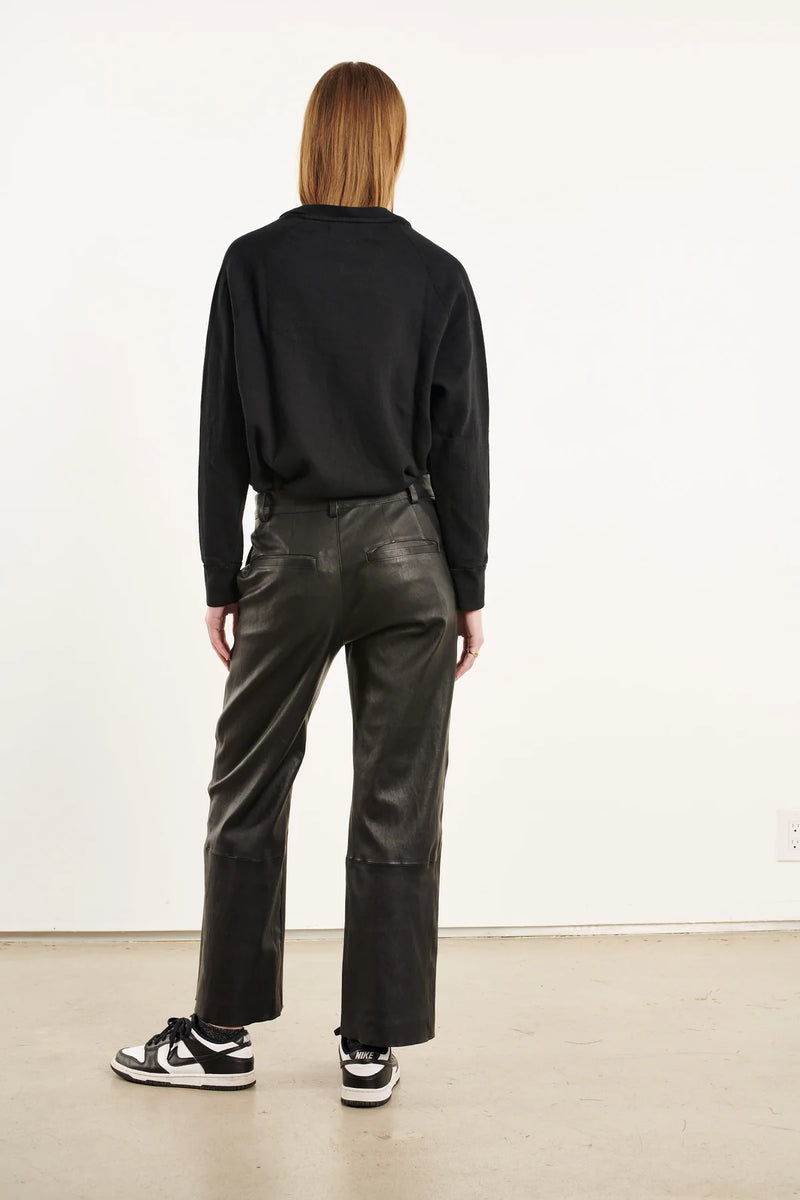 CROPPED BAGGY LOWRISE TROUSERS - BLACK