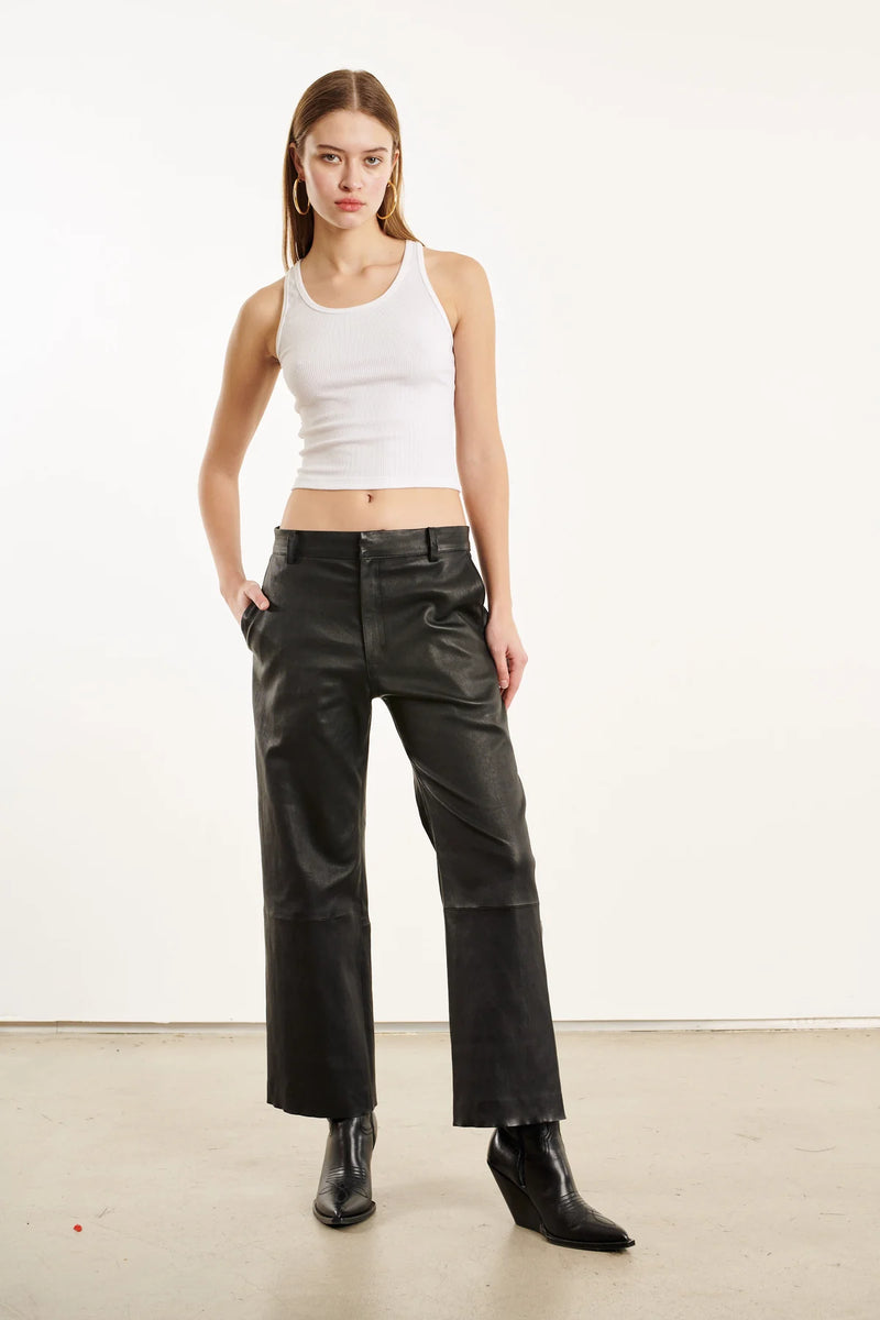 CROPPED BAGGY LOWRISE TROUSERS - BLACK