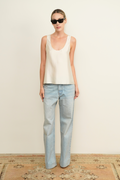 LOU ONE-PIECE SCOOP NECK TANK - GARDENIA
