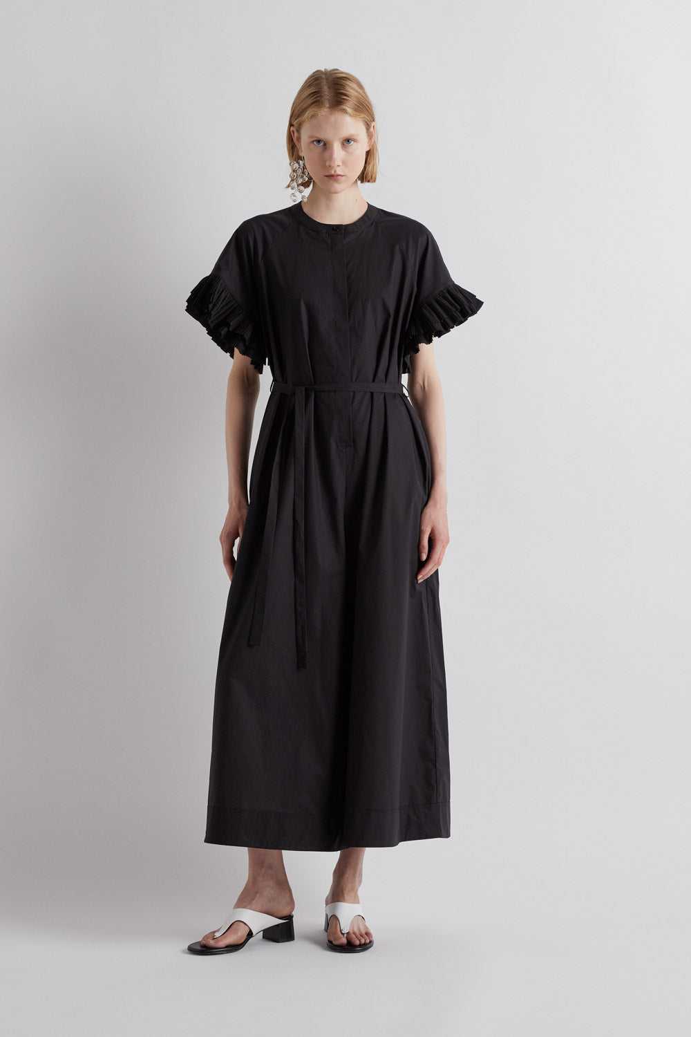SHORT SLEEVE BELTED JUMPSUIT