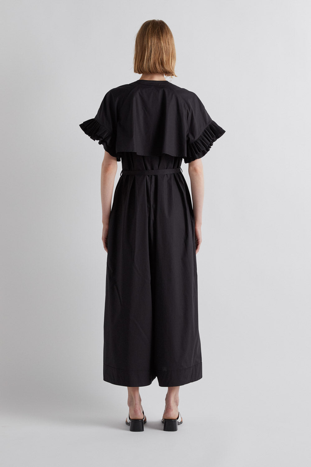 SHORT SLEEVE BELTED JUMPSUIT