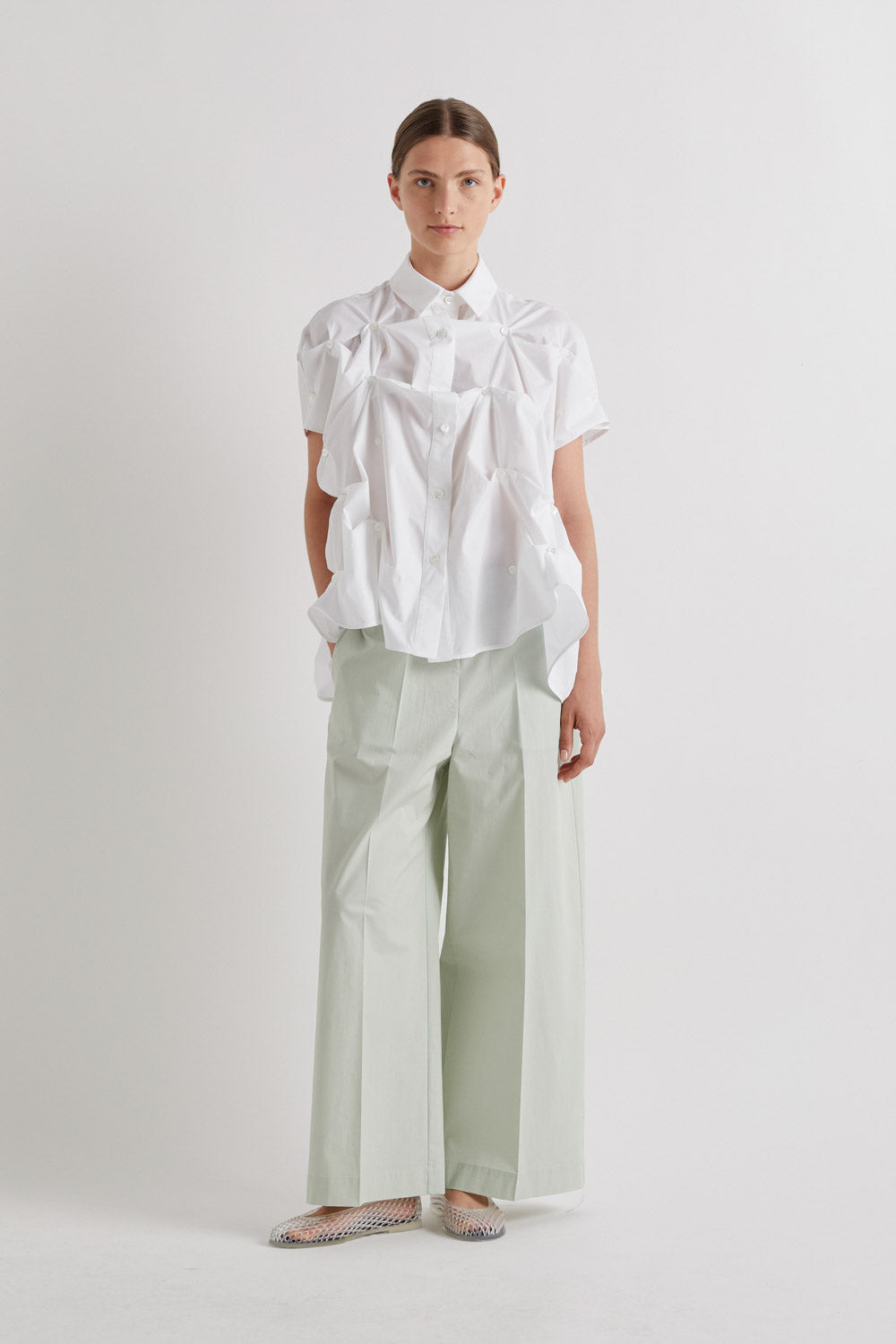 ROUCHED BUTTON UP TOP