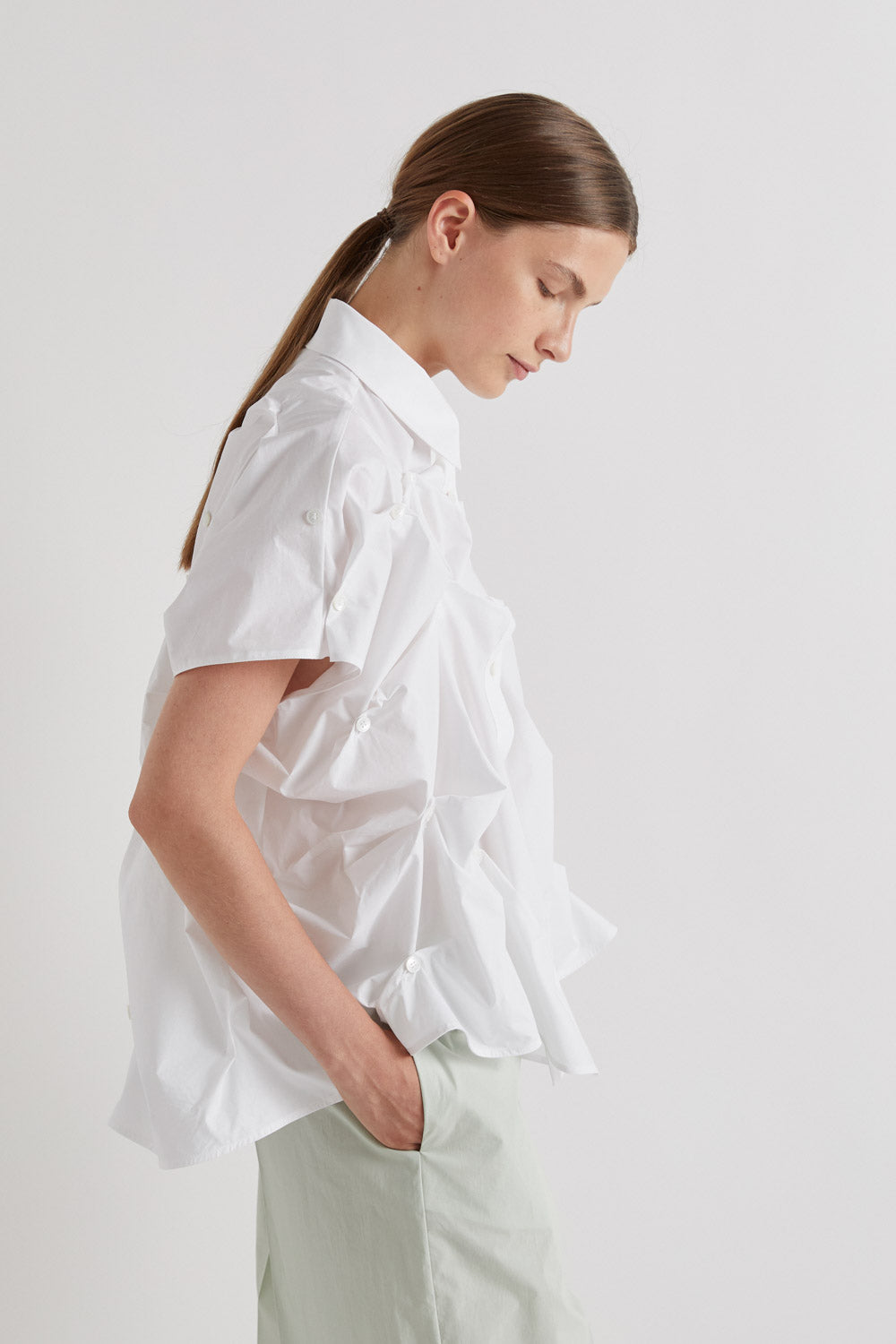 ROUCHED BUTTON UP TOP