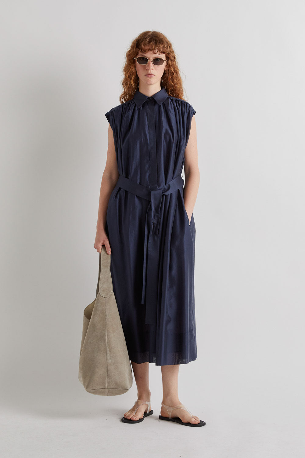 BELTED COLLARED DRESS