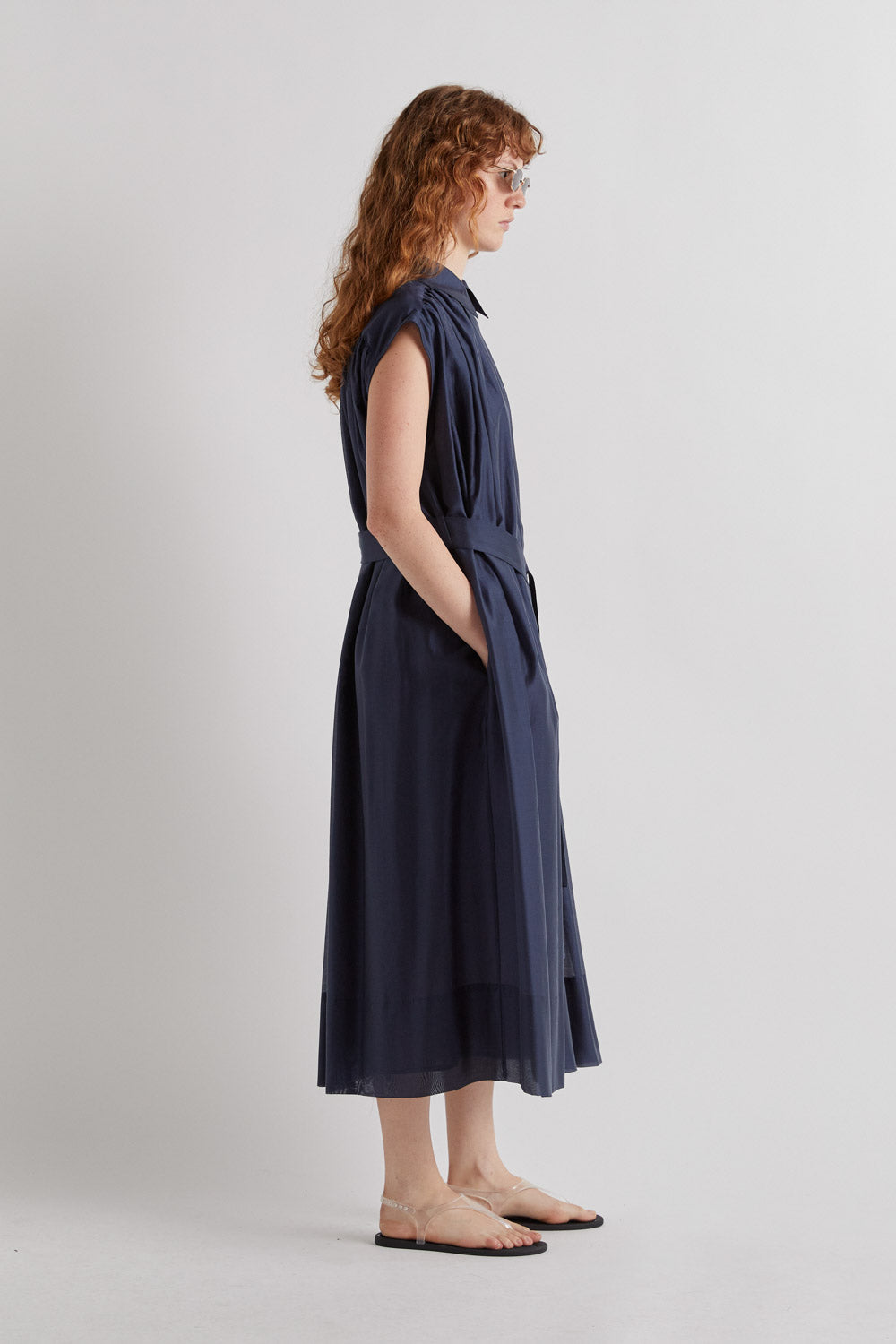 BELTED COLLARED DRESS