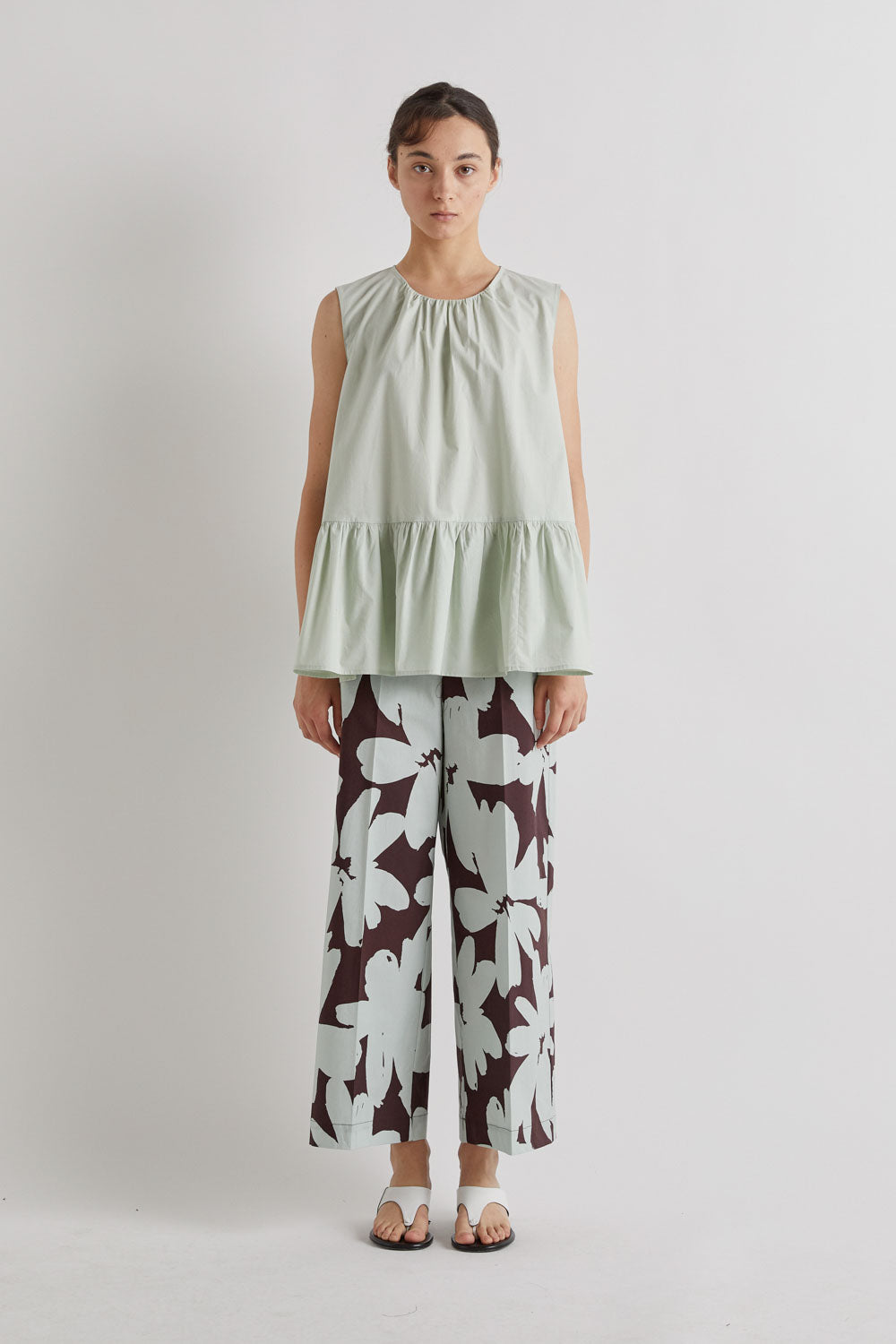 MINT FLORAL PRINT TROUSERS