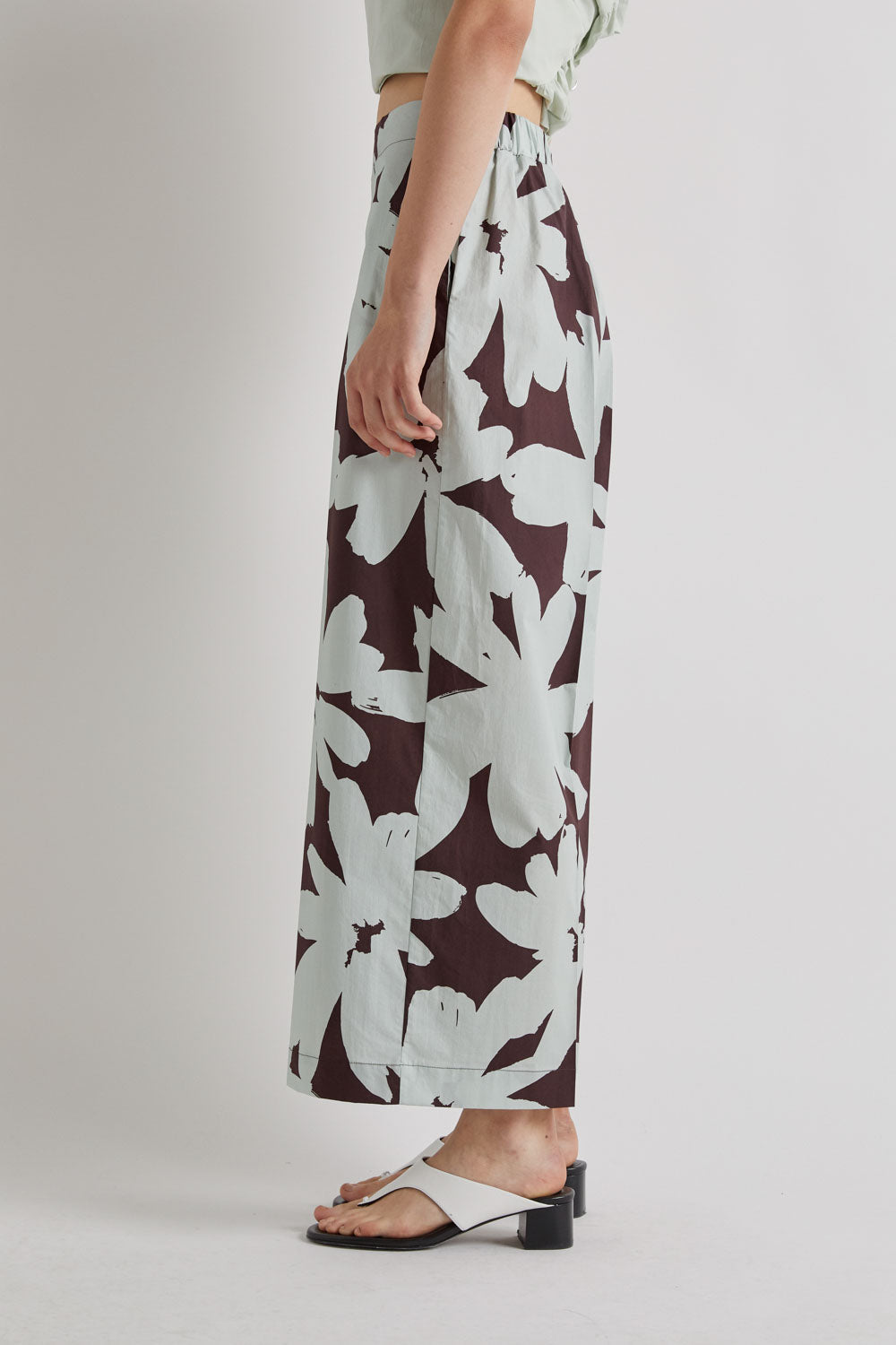 MINT FLORAL PRINT TROUSERS