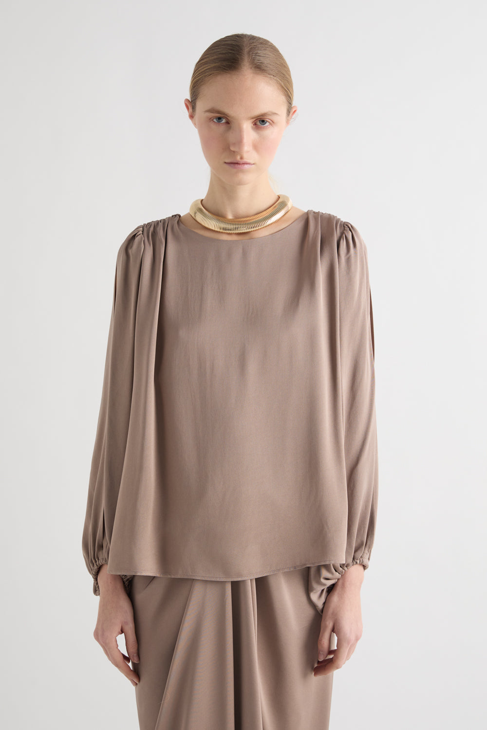 DRAPED LONG SLEEVE TOP