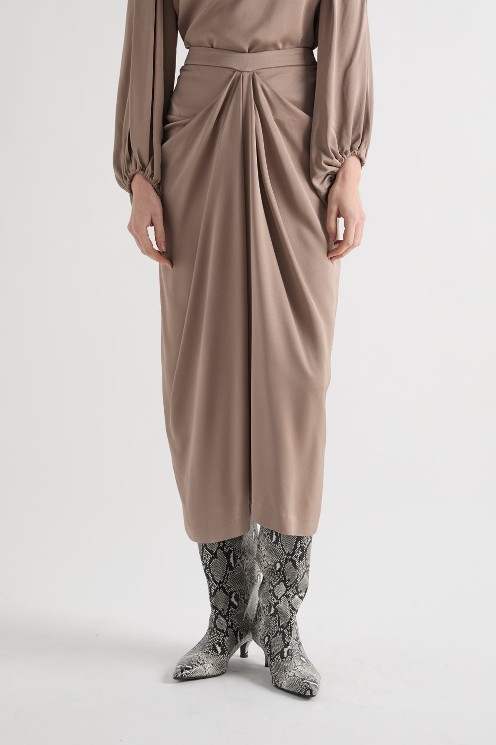 DRAPED MIDI SKIRT