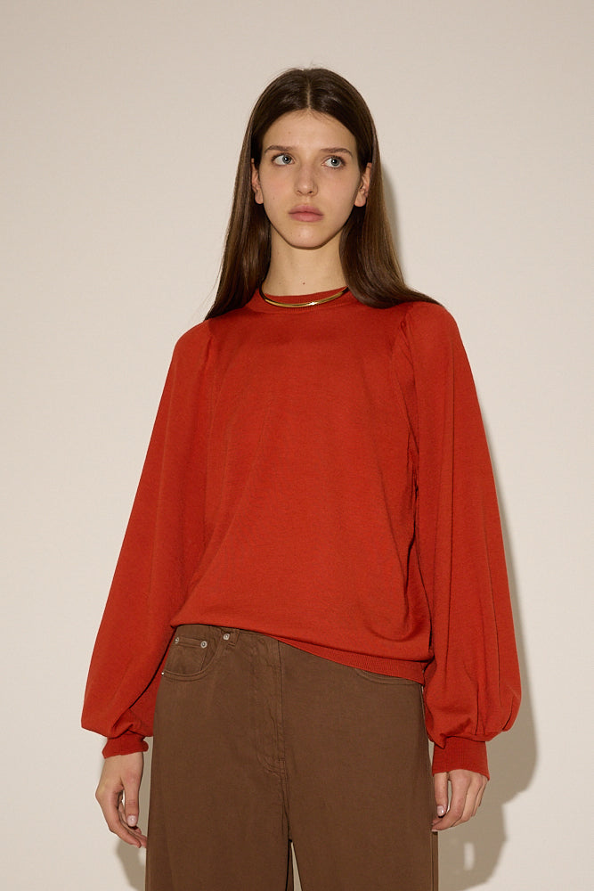 RELAXED WOOL CREWNECK - ORANGE