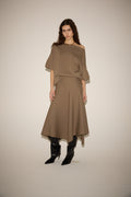 DRAPED MIDI SKIRT