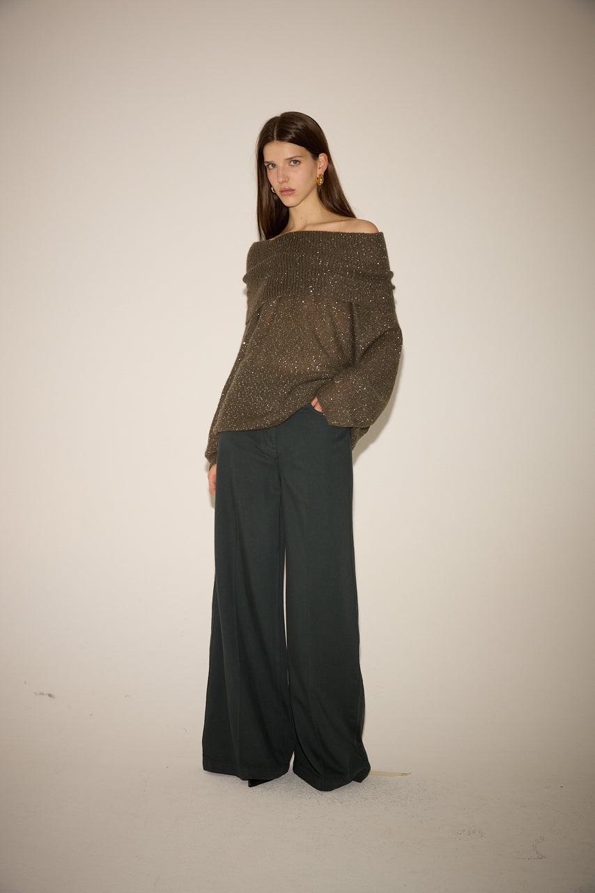 SEQUINED OFF-SHOULDER KNIT