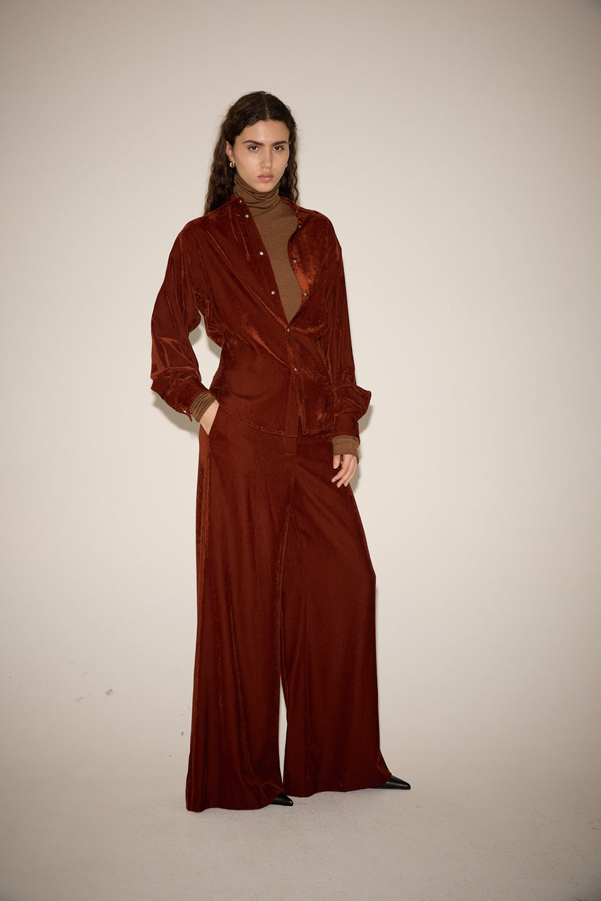 VELVET BUTTONED BLOUSE