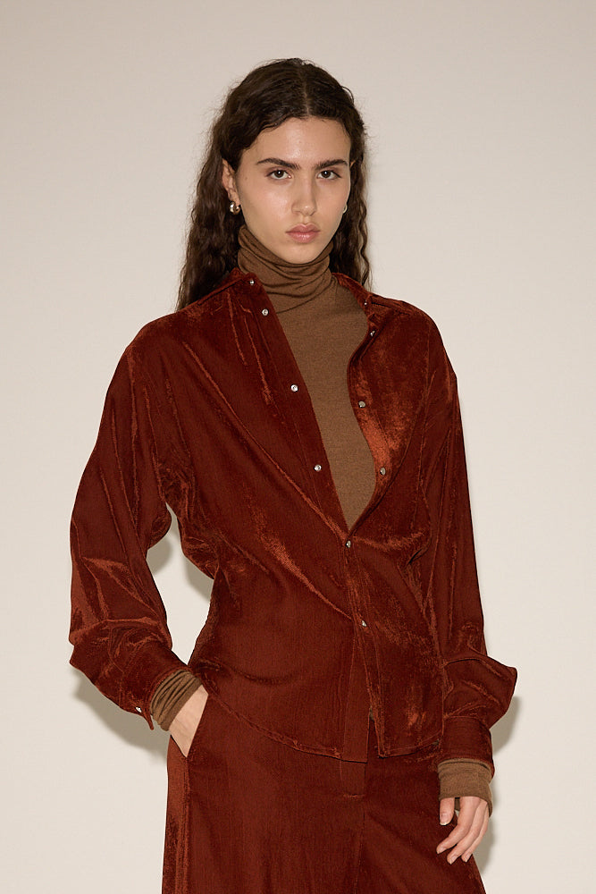 VELVET BUTTONED BLOUSE