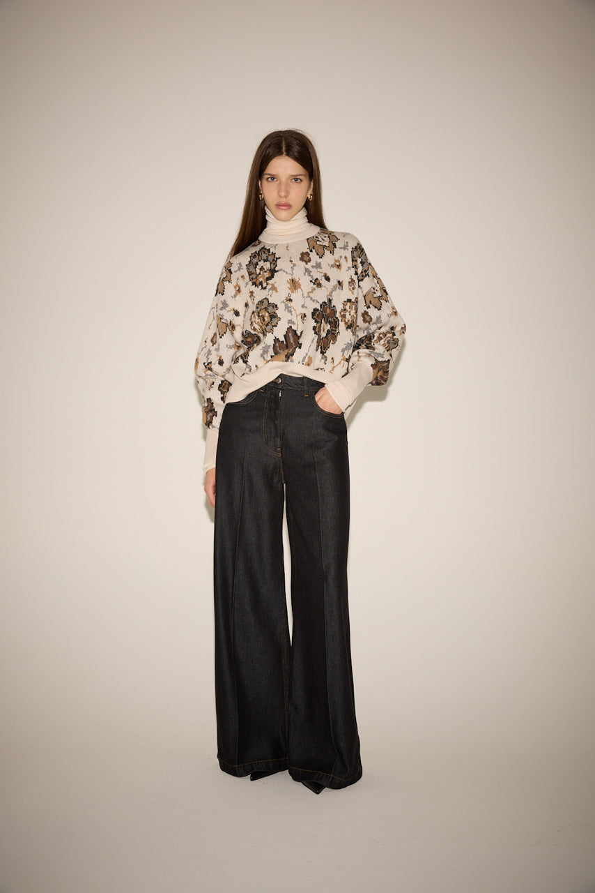 WIDE LEG DARK DENIM PANT