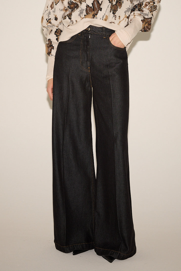 WIDE LEG DARK DENIM PANT