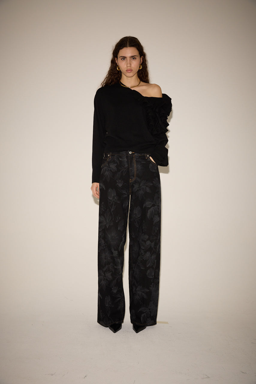 FLORAL PRINT DARK DENIM