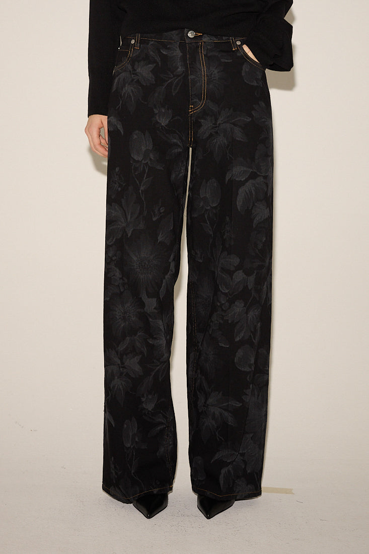 FLORAL PRINT DARK DENIM