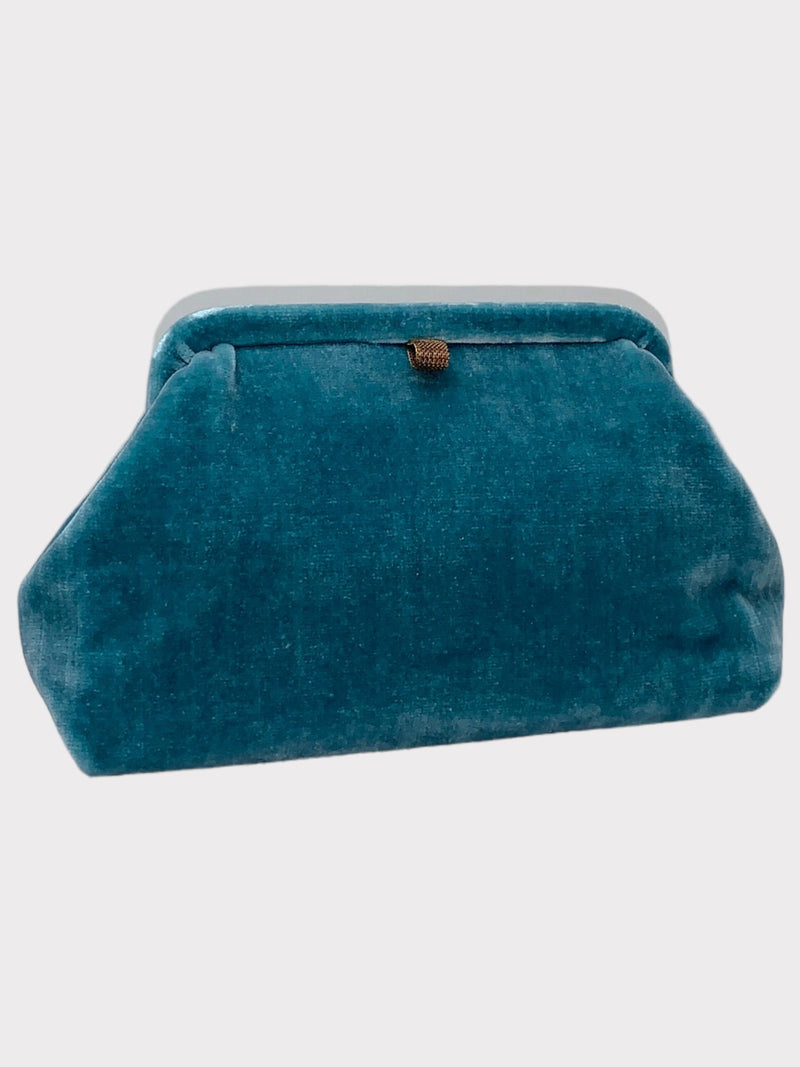 LIETTE VELVET CLUTCH - AQUA