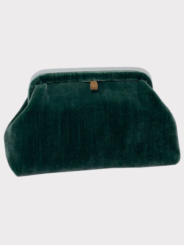 LIETTE VELVET CLUTCH - FOREST GREEN