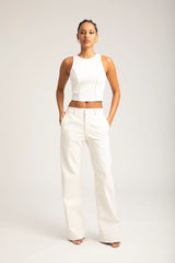 BAGGY LOWRISE TROUSERS - WHITE