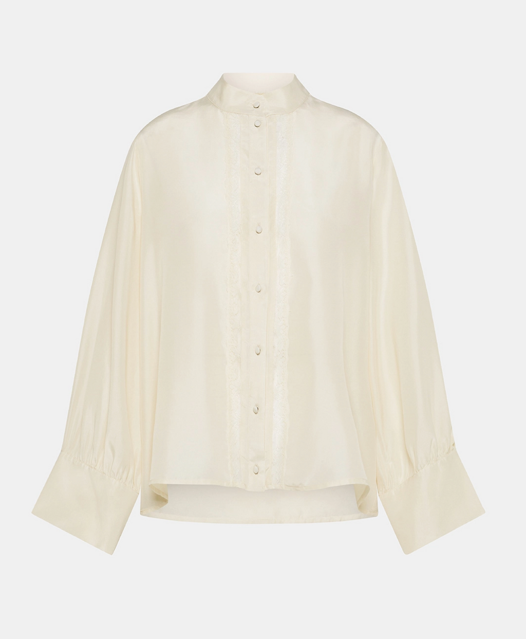 FRANKLIN SHIRT IN HABUTAI WITH VALENCIENNES - CREAM