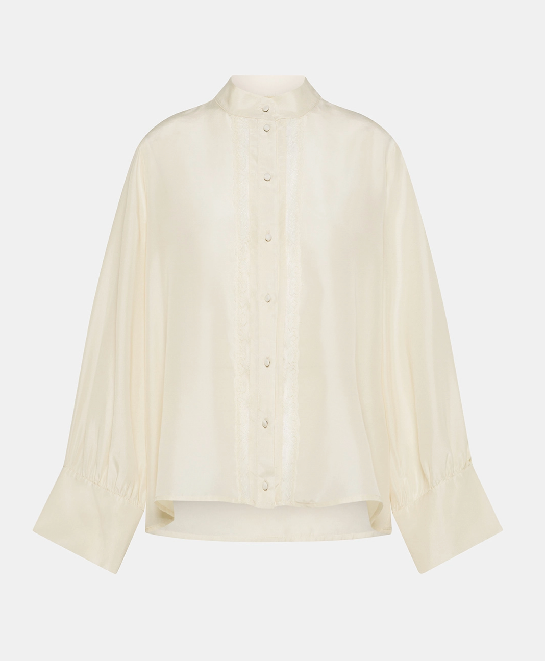 FRANKLIN SHIRT IN HABUTAI WITH VALENCIENNES - CREAM