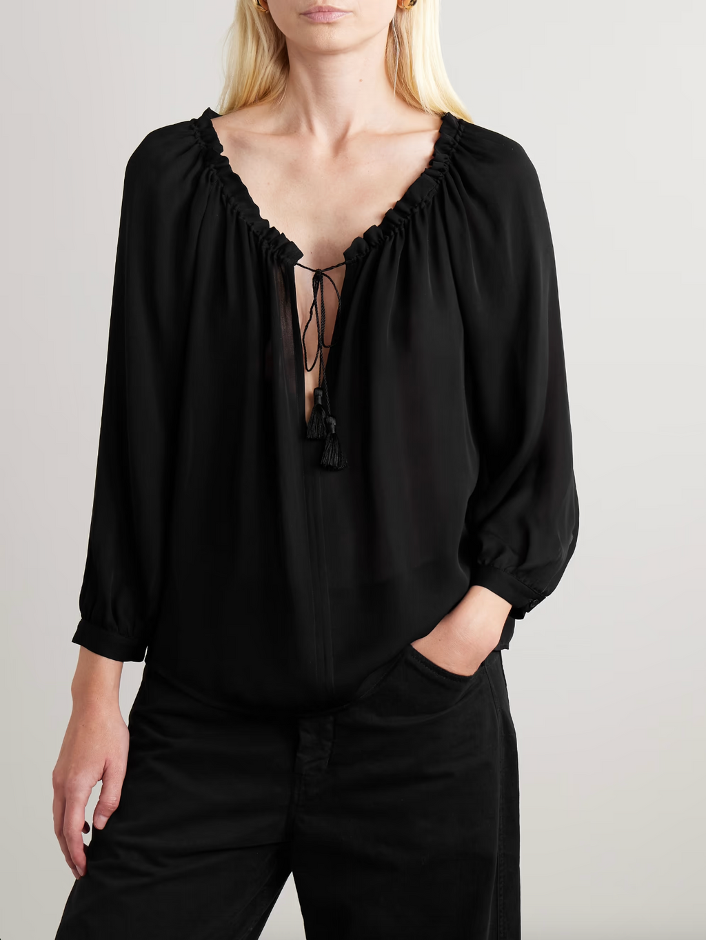 CARLEY S. SILK BLOUSE - BLACK